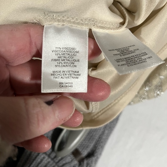 Nine & Co Ladies Dress Beige Silver Grey Dolman Cold Shoulder Cowl Neck 10 - Picture 6 of 15